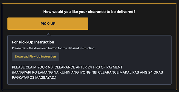 NBI Clearance Releasing Pick Up Description